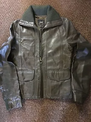 Buy Leather Dark Green Fitted Womens Jacket By MNG Design In Size Small • 10£