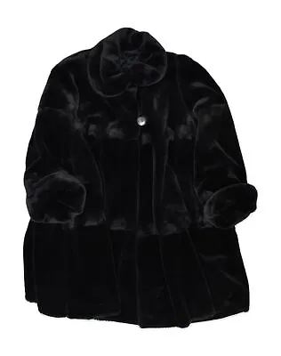 Buy VINTAGE Womens Faux Fur Overcoat UK 10 Small Black Acrylic GP01 • 20.92£