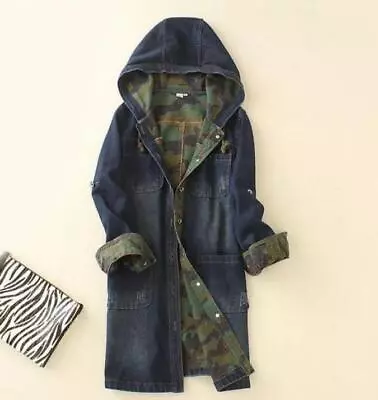 Buy Women Denim Hooded Casual Jacket Camouflage Coat Trench Parka Outwear Spring New • 32.16£