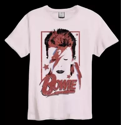 Buy David Bowie T-shirt Top Pink Aladdin Sane Unisex Screen Print Cotton Sz L • 8.99£