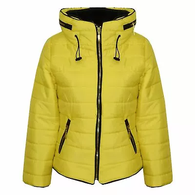 Buy Girls Jacket Kids Padded Mustard Puffer Buble Fur Collar Quilted Warm Thick Coat • 19.99£