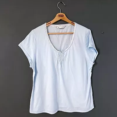 Buy Ladies Pale Blue 100% Cotton Short Sleeved Pyjama T-Shirt Lounge Top Size 16 • 1£