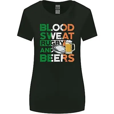 Buy Blood Sweat Rugby And Beers Ireland Funny Womens Wider Cut T-Shirt • 9.99£