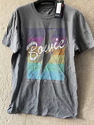 Buy Amplified David Bowie Logo Mens Charcoal T Shirt David Bowie Classic Tee T Shirt • 14.88£
