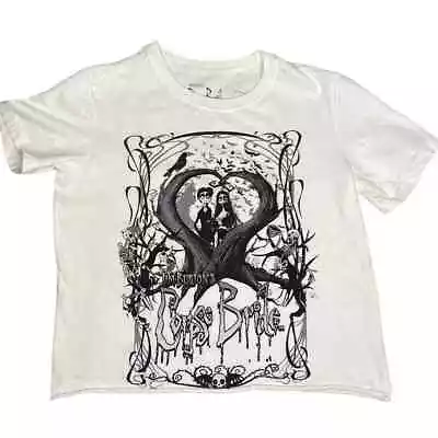 Buy Corpse Bride T-Shirt Womens XS Crop Top Cutoff Tee White Black Graphic  • 18.90£