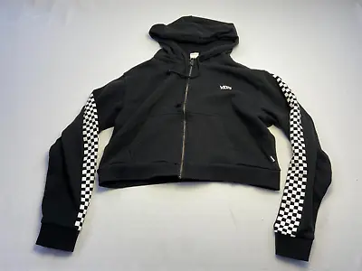 Buy Women Size Medium M Vans Off The Wall Cropped Zip Up Full Hoodie Checkered EUC • 9.63£