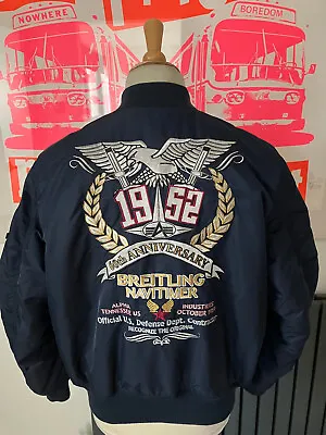 Buy Alpha Industries Ma1 Jacket Bomber Blue Breitling 60th Anniversary Large • 99£