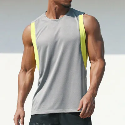 Buy Mens Sleeveless Quick Dry Tank Tops Sport Gym Fitness Workout Loose Vest T Shirt • 6.98£
