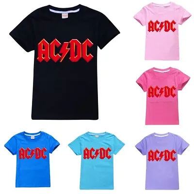Buy ACDC Band Kids Boys Girls Casual Short Sleeve T-Shirt Top 100% Cotton Gifts UK • 7.99£