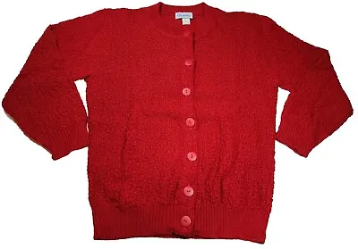 Buy Brunny Unisex Adult Sz M Red Knit Cardigan Button Up Christmas Sweater Nwot Vtg • 18.97£