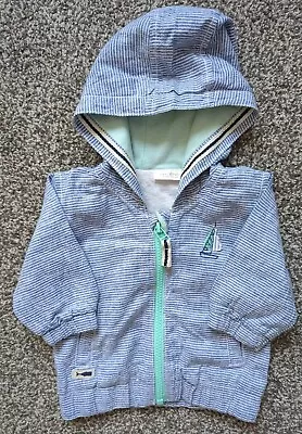 Buy NEXT Baby Boys 0-3 Months Blue Striped Light Weight Hooded Jacket (A174) • 2.50£