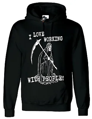 Buy I LOVE WORKING WITH PEOPLE Hoody Reaper Skull Rock Skeleton Santa Gift Hoodie • 19.99£