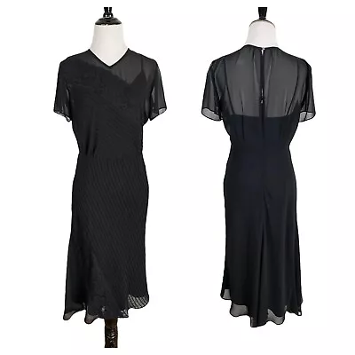 Buy Liz Claiborne Lace Sheer Overlay Short Sleeve Black Cocktail Midi Dress Women 4 • 46.71£