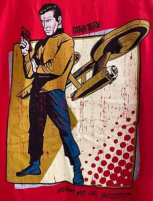 Buy New Official Mens Boys Star Trek Captain Kirk Beam Me Up Scotty Tshirt Size Xl • 7.99£