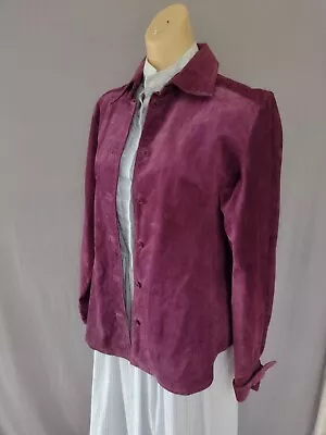 Buy Margaret Godfrey Womens Size 14 Berry Pink Leather Suede Jacket Vintage • 39.37£