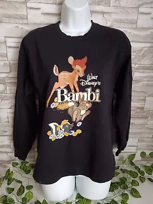 Buy Women Jumper Disney Bambi Jumper Size 10 Uk Black Long Sleeves  • 7.99£