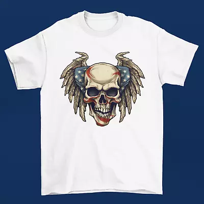 Buy American Flag Skull T Shirt Independence Day Memorial Veterans  • 12.95£