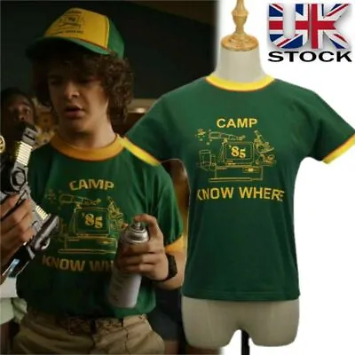 Buy Kids Adults StrangerThings Dustin T-shirts + Hat Camp Know Where Tops Shirt Tee • 7.99£