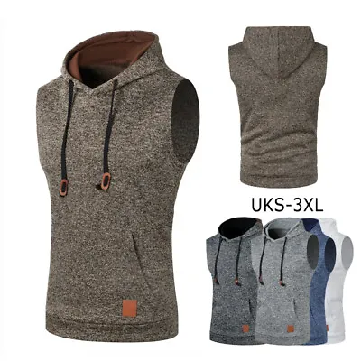 Buy Men Gym Sleeveless Hoodie Fitness Sports Muscle Hooded Vest T-Shirt Tank Top CZ • 10.75£