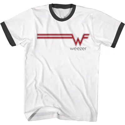 Buy Weezer Flying W Band Logo Men's Ringer T Shirt Rock Music Merch • 45.08£