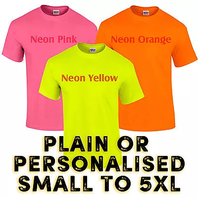 Buy Neon Super Bright Yellow Pink Orange Club 80's Party Fancy Dress Safety T-Shirts • 9.95£