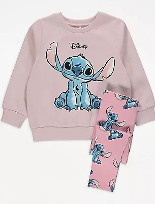 Buy Disney Lilo And Stitch Pink Sweatshirt And Leggings Outfit 4-5 Yrs • 8£