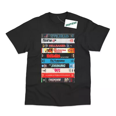 Buy Cult Classic Horror Movie Inspired VHS Collection DTG Printed T-Shirt • 15.45£