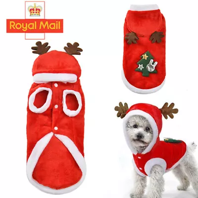 Buy Cat Dog Christmas Outfit Costumes Reindeer Hoodie Jacket Pet Xmas Clothes Coat Z • 3.99£