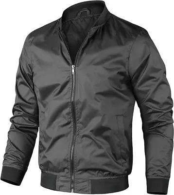 Buy Mens Classic Coat Jacket Lining Soft Bomber Jacket Slim Fit Windbreaker Coat • 9.99£
