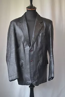 Buy Vtg 70's Black Soft Leather Roxy Jacket Large 42 Fight Club Soul Goth Mod • 44.99£