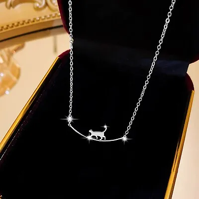 Buy Cute Climbing Cat Pendant Necklace Jewelry Cool Fresh Collarbone Chain Cat • 2.04£
