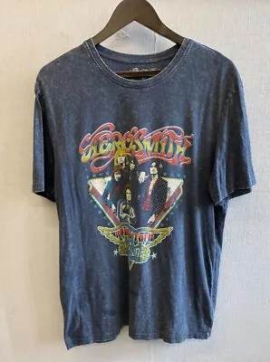Buy Mens Acid Wash Aerosmith Tshirt Size Large Cg H13 • 7.99£