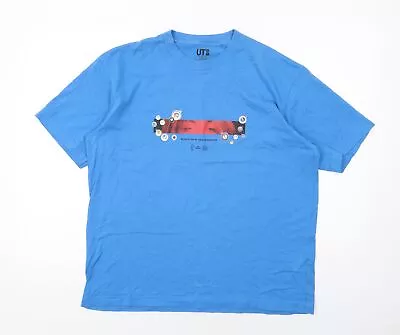 Buy Uniqlo Womens Blue Cotton Basic T-Shirt Size S Round Neck - Billie Eilish • 5.50£
