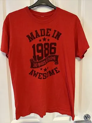 Buy Unknown Brand Mens Red “Made In 1986” T-Shirt Large • 1.99£
