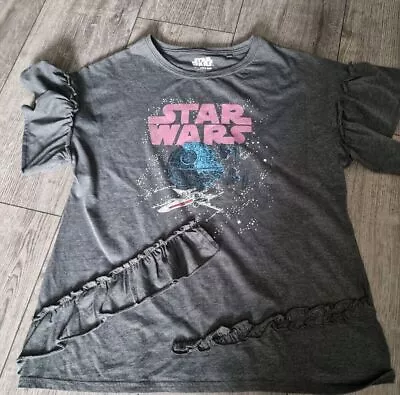 Buy Star Wars Girls/Womens Next Frill Grey Pink Tshirt Age 16 Fit Also UK 8/10 Cute • 6.50£