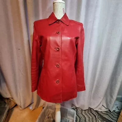 Buy J Taylor Red Leather Jacket Size 10 • 5£