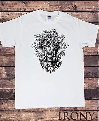 Buy Men's T-Shirts New Cotton Short Sleeve Tee Ganesh Elephant Line Art Print TS681 • 13.99£