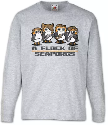 Buy A Flock Of Seaporgs Kids Long Sleeve T-Shirt Star Porg Porgs Fun Wars Band Music • 18.95£