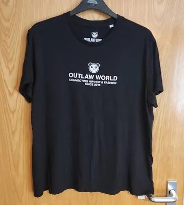 Buy Outlaw World Large Black Organic Cotton Panda Logo T-Shirt Excellent Condition • 0.99£