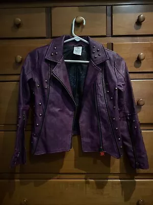 Buy Disney Store Descendants 2 Mal Faux Leather Jacket 7/8 Embroidered Purple (b5) • 37.76£
