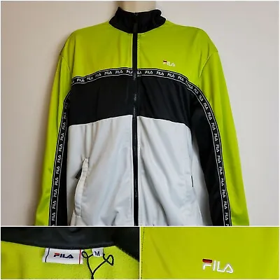 Buy FILA Hachiro Track Jacket Zip Up  Lime, Black White UK Size Medium • 24.95£