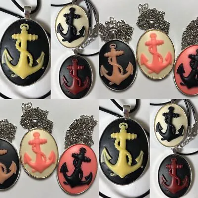 Buy Large Anchor Cameo Necklace NEW GIFT Jewellery Sailor Rockabilly Handmade Cool • 5.99£