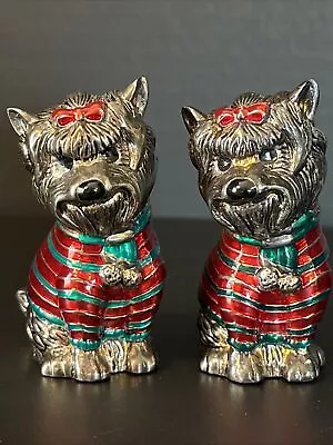 Buy Yorkie Dogs Cast Metal Enameled Salt & Pepper Shakers Christmas Sweaters Heavy • 14.22£