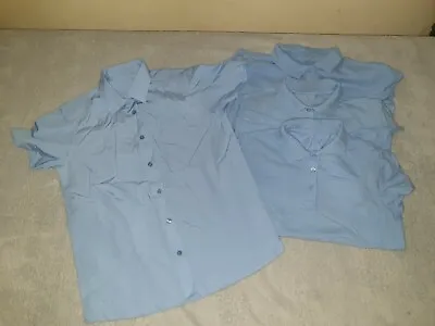 Buy 4x Girl School Uniform Blue Scalloped Polo Top T-shirt Bundle 13-14 Years    H • 5£