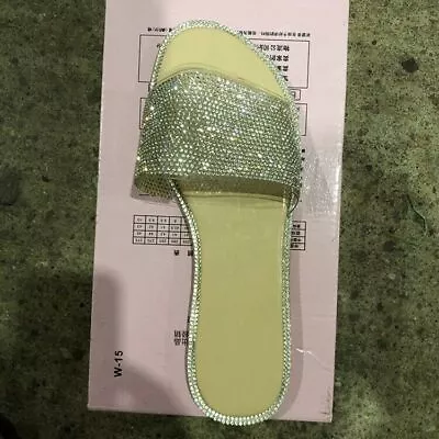 Buy Women Flat Sandals Glitter Diamond Slippers Summer Flip Flops Bling Shoes Size • 13.19£