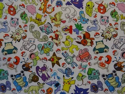 Buy Pokémon Pikachu Pocket Monsters Cotton Fabric By The 1/2 Yard 55 Inch Width • 9.92£
