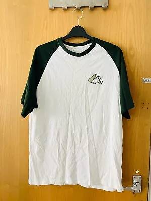 Buy Men's XL White T- Shirt Green Sleeve Worn Once! Excellent Condition 100% Cotton • 6.99£