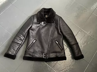 Buy Ladies Black Faux Leather Aviator Flying Jacket Size 10 Great Condition. (no 140 • 12£