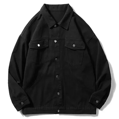 Buy Mens Jean Jacket Long Sleeve Denim Men Lapel Neck Party Classic Button Down Coat • 31.99£