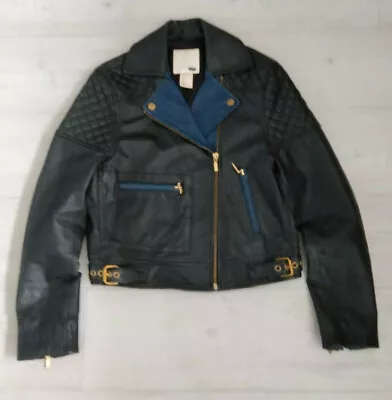 Buy Levi's Moto Biker Leather & Denim Jacket - Size XS - Black • 50£